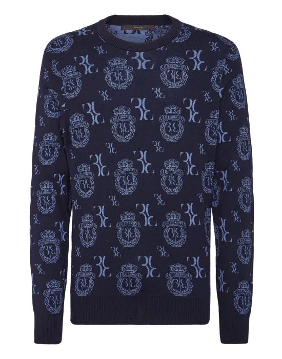 Wool Silk Jacquard Roundneck