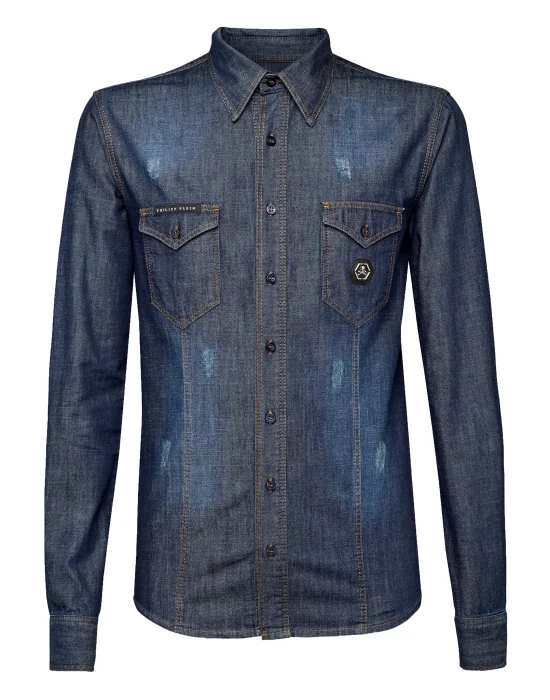 Denim Shirt Ls "Skull stars"