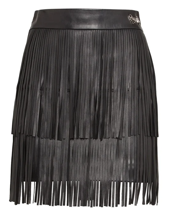 Leather Skirt Short "Leather fringes"