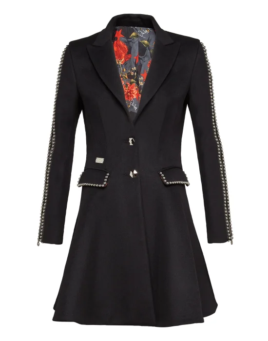 Coat Long "Line Studs V"