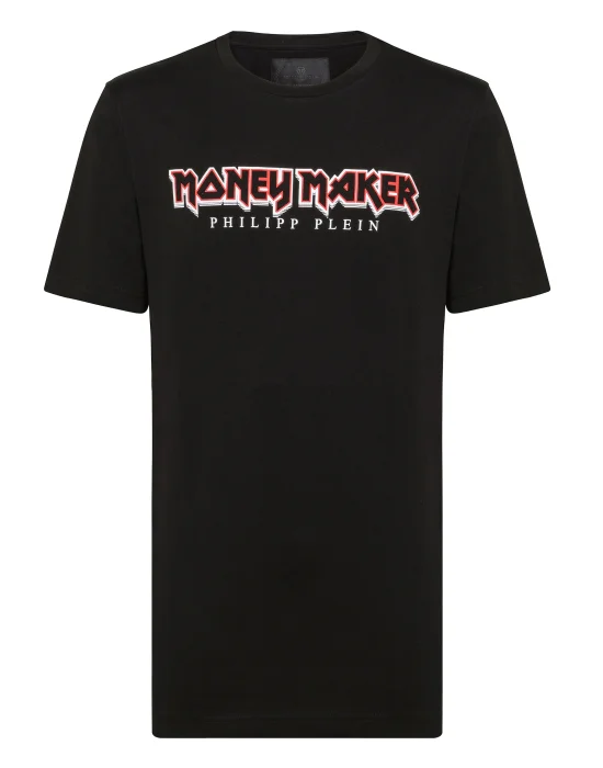 T-shirt Black Cut Round Neck Statement