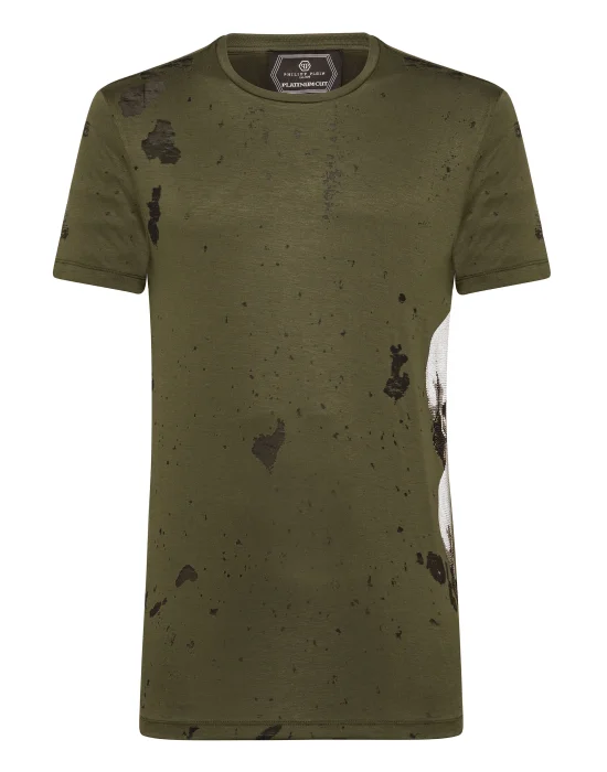 T-shirt Platinum Cut Round Neck Skull