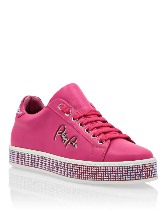 Leather Lo-Top Sneakers Crystal