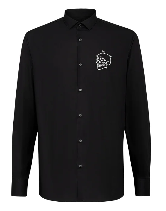 Shirt Diamond Cut LS  Outline Skull