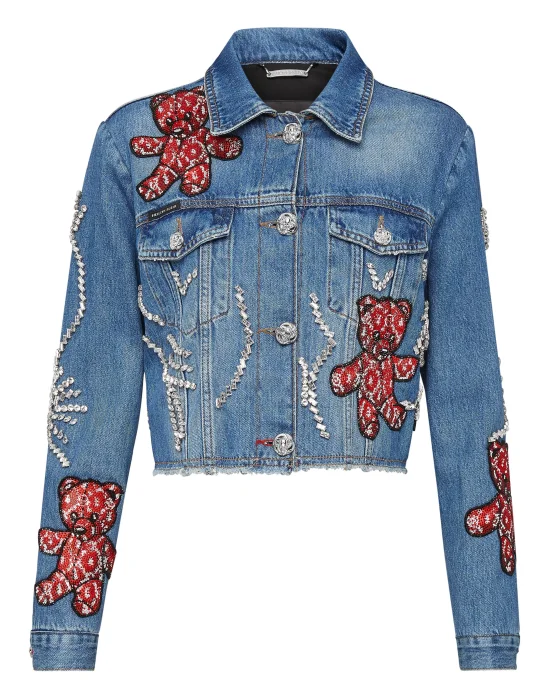 Denim Jacket Allover Teddy Bear