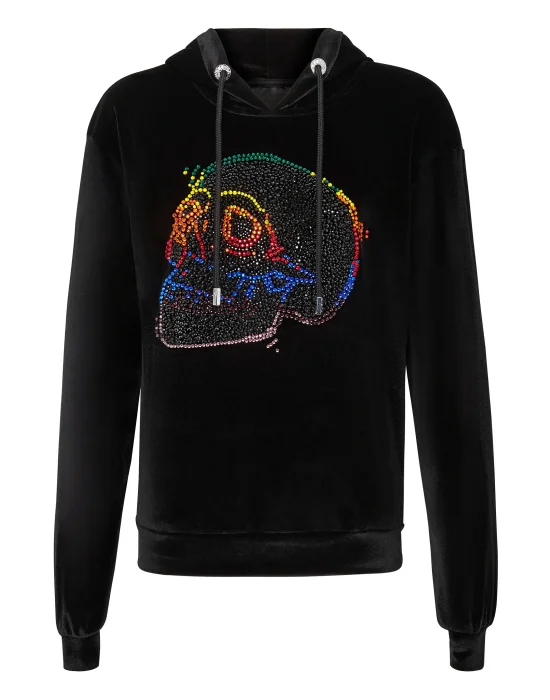Hoodie sweatshirt Look at me Skull strass