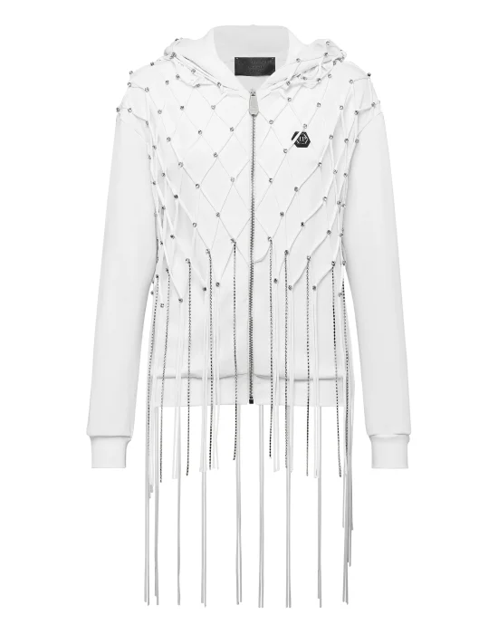Hoodie Sweatjacket Net Crystal Touch Fringe