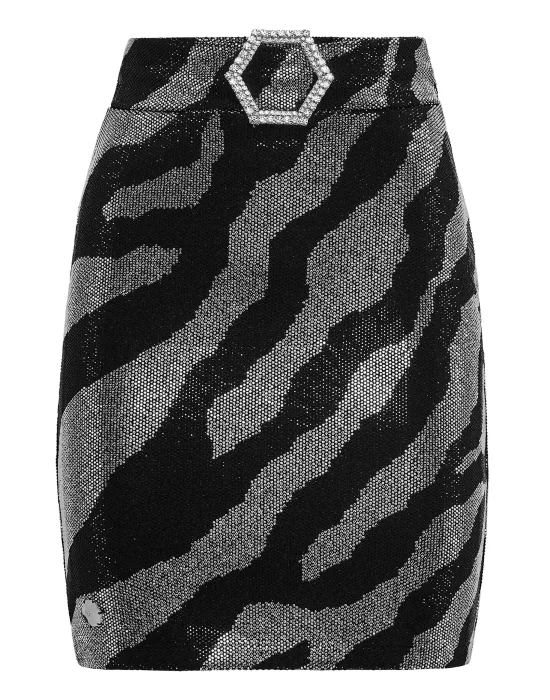Short Skirt Exagonal Crystal Zebra