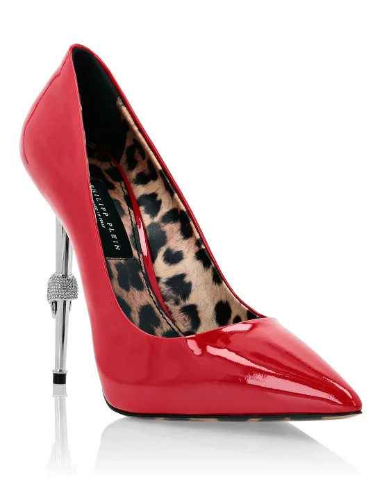 Skull Heel Patent Leather Pumps