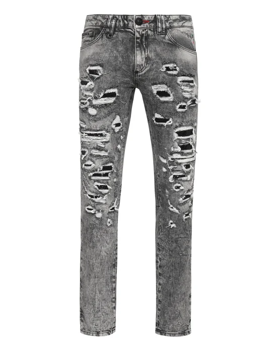 Denim Slim Fit with Metal mesh