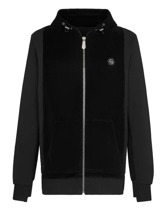 Velvet Hoodie Sweatjacket and jersey detail Philipp Plein TM