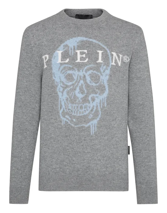 Pullover Round Neck LS Intarsia Skull
