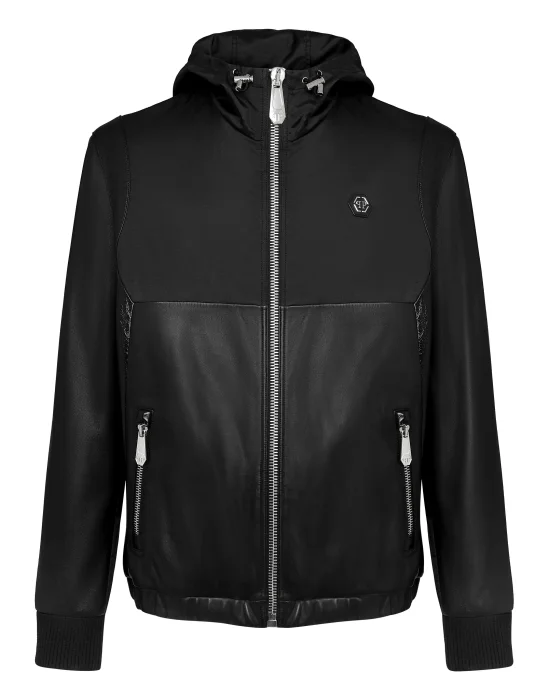 Soft Leather and Nylon Jacket Signature