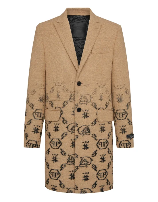 Wool sartorial jacquard Coat Monogram