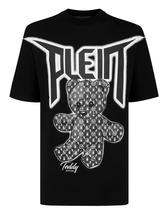 T-shirt Round Neck SS Spray Effect Print Teddy Bear