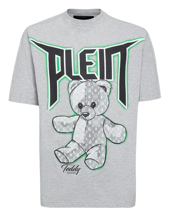 T-shirt Round Neck SS Spray Effect Print Teddy Bear