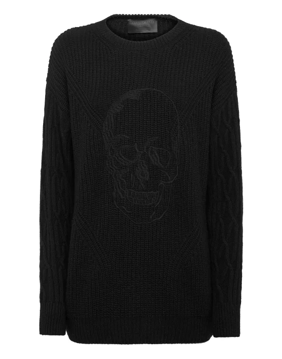 Cashmere 5 Pullover Round Neck LS Skull