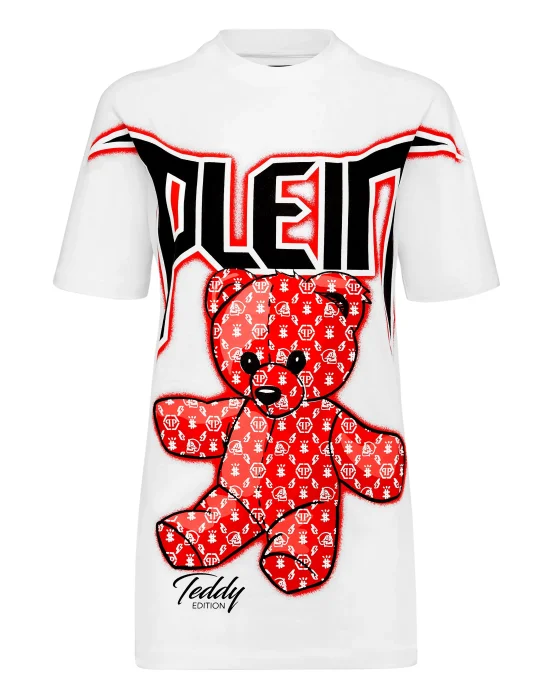T-shirt Round Neck SS Spray Effect Print Teddy Bear