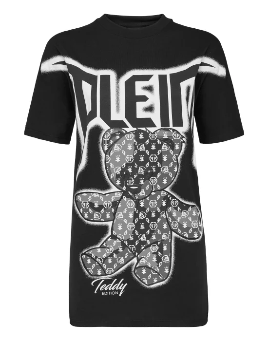 T-shirt Round Neck SS Spray Effect Print Teddy Bear