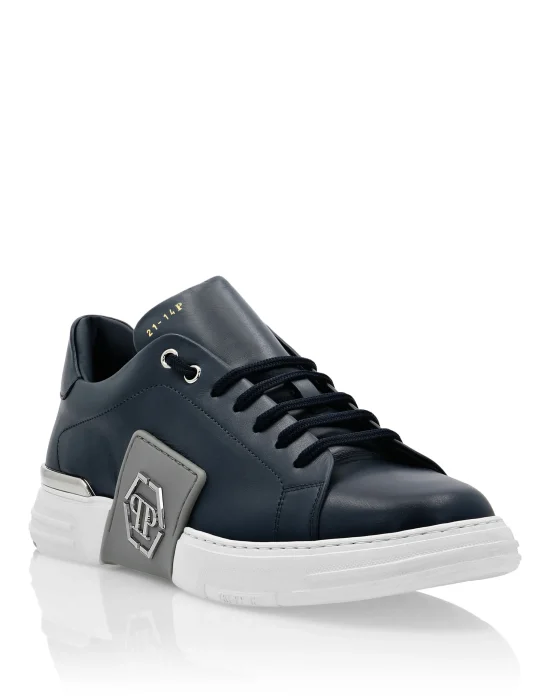 LO-TOP SNEAKERS PHANTOM KICK$ LEATHER Platinum HEXAGON