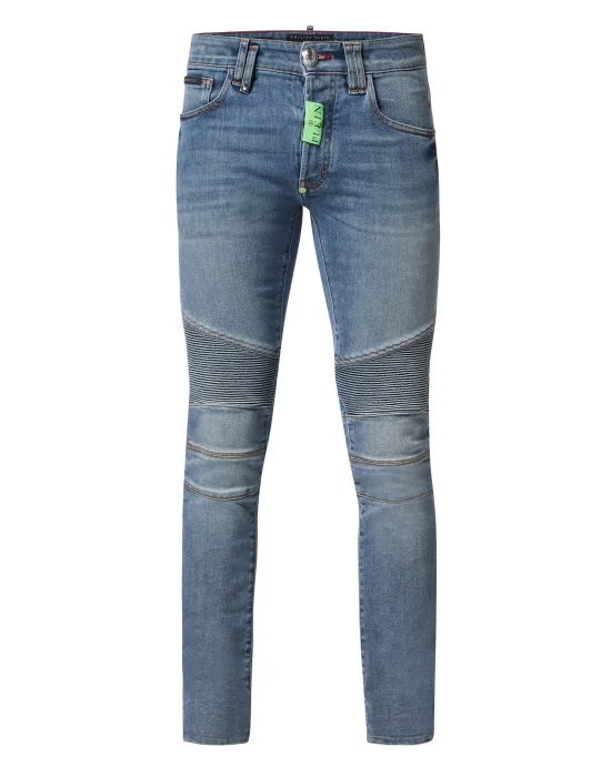 Denim Trousers Biker Fit Hexagon