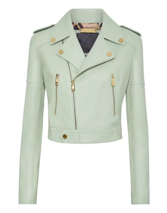 Crop Leather Biker Jacket