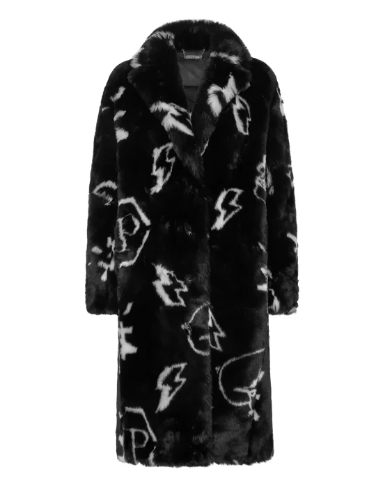Eco fur Long Coat Monogram