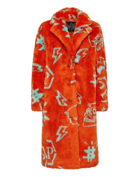Eco fur Long Coat Monogram
