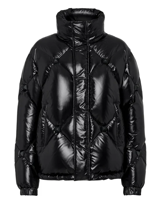 Short Puffer Jacket Nylon Rubber Matt