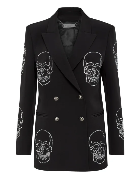 Boxy Blazer Crystal Skull with Crystals