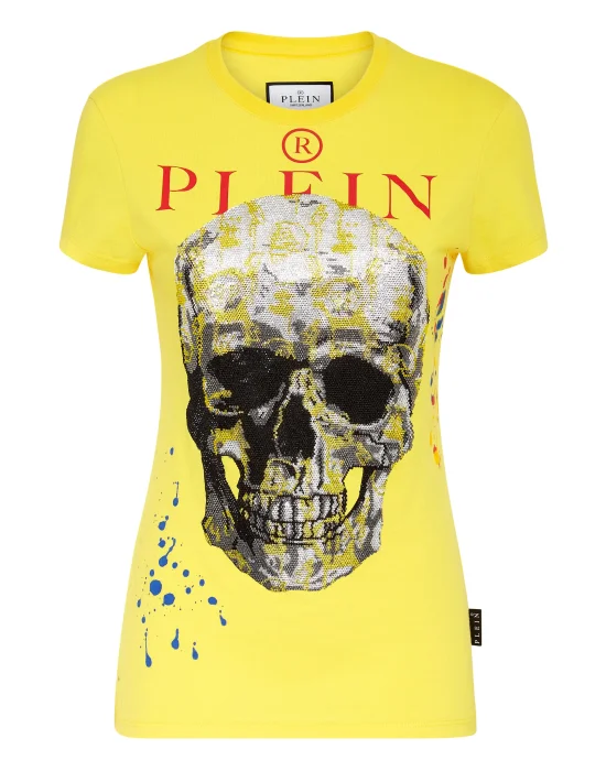 T-shirt Sexy Pure fit Skull and Plein with Crystals