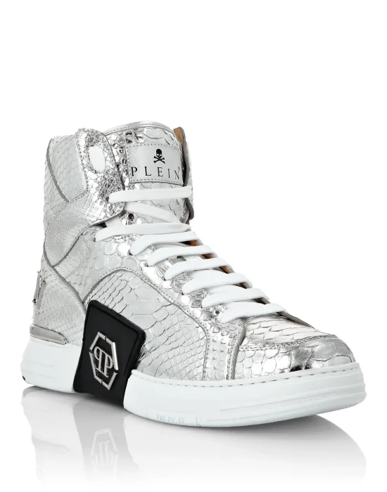HI-TOP SNEAKERS MONEY KICK$ PYTHON Platinum HEXAGON