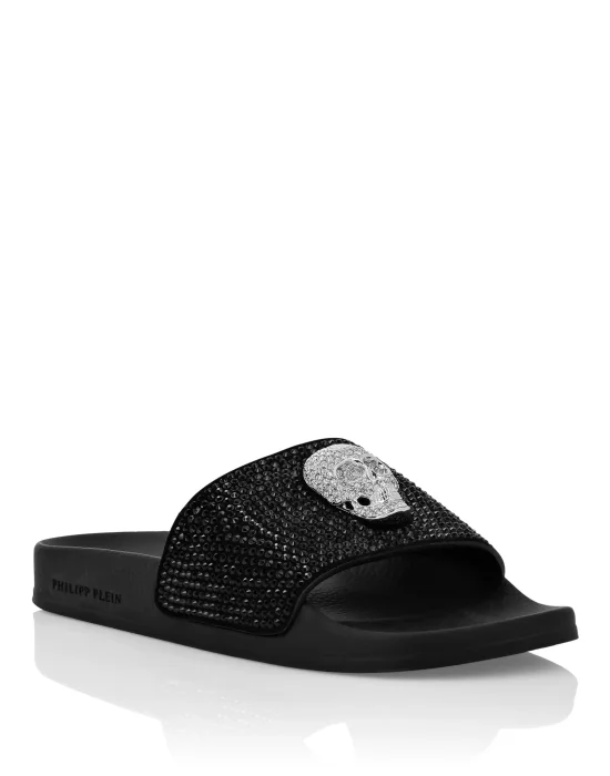 Sandals Flat Skull with Crystals
