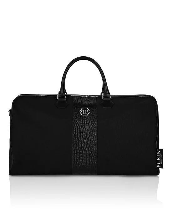 Croco Effect Canvas Handle Bag
