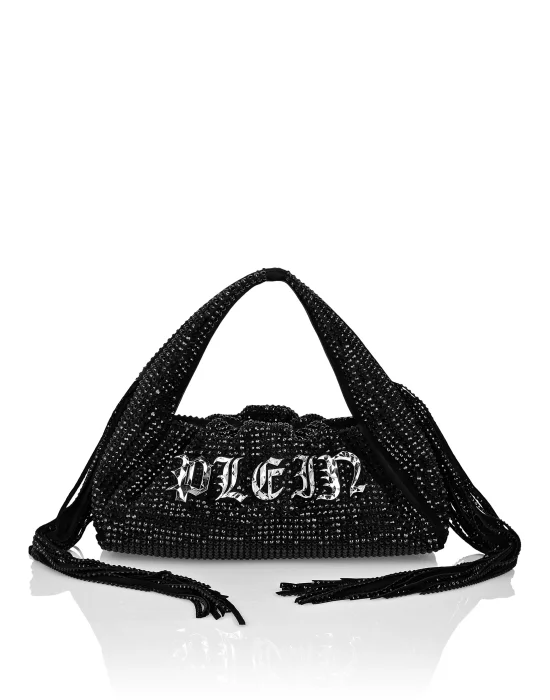 Suede Superheroin Fringe Small Handle bag Stones