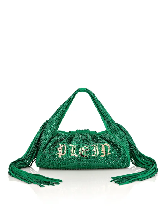 Suede Superheroin Fringe Small Handle bag Stones