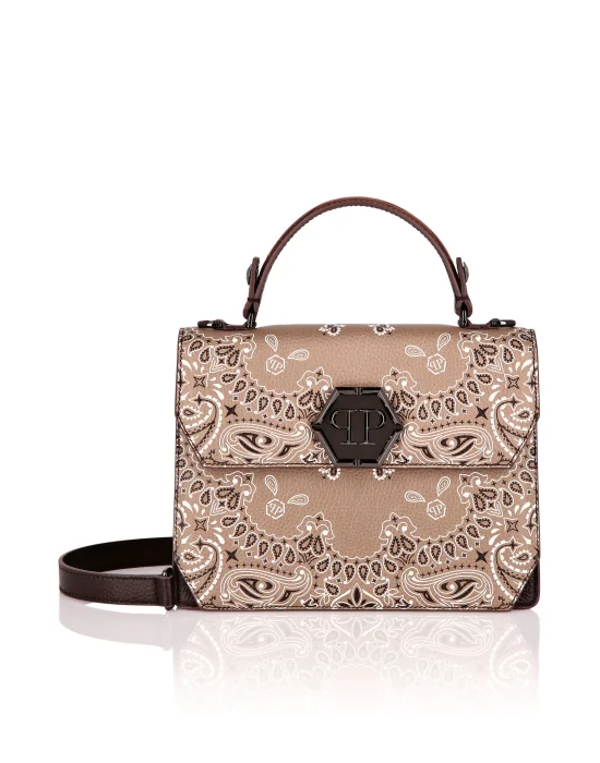 Leather Superheroin Medium Handle Bag Paisley