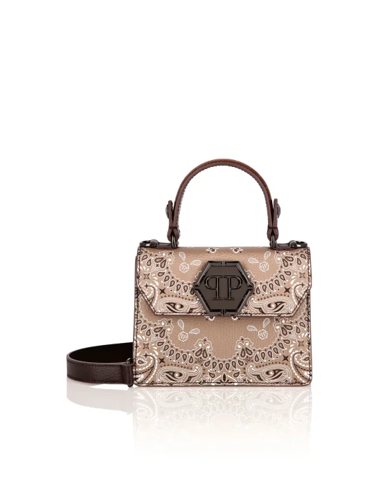 Leather Superheroin Small Handle Bag Paisley