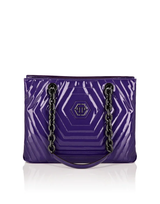 Patent Leather Shoulder Bag Hexagon