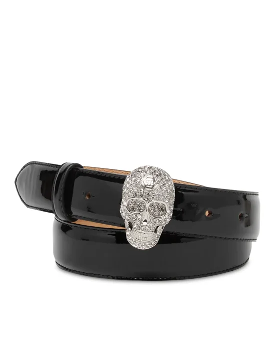 Leather Belt Crystal Skull