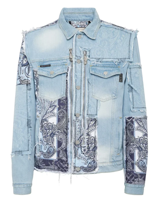 Denim Jacket Paisley Bandana Patchwork