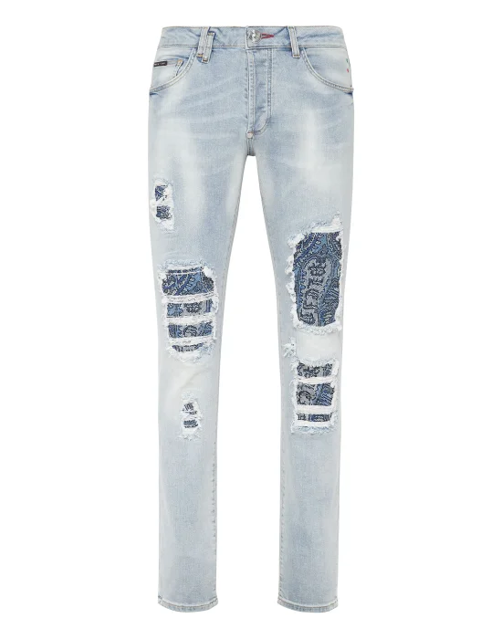 Denim Trousers Super Straight Cut Fit Paisley