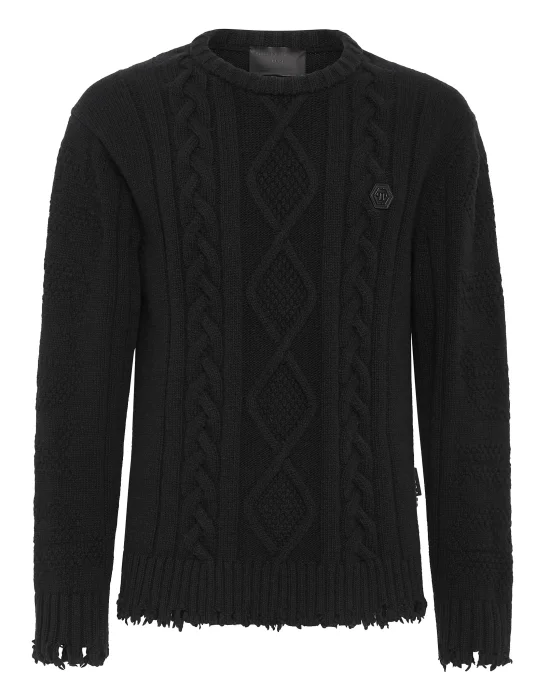 Lambswool Pullover Round Neck LS Skull&Bones
