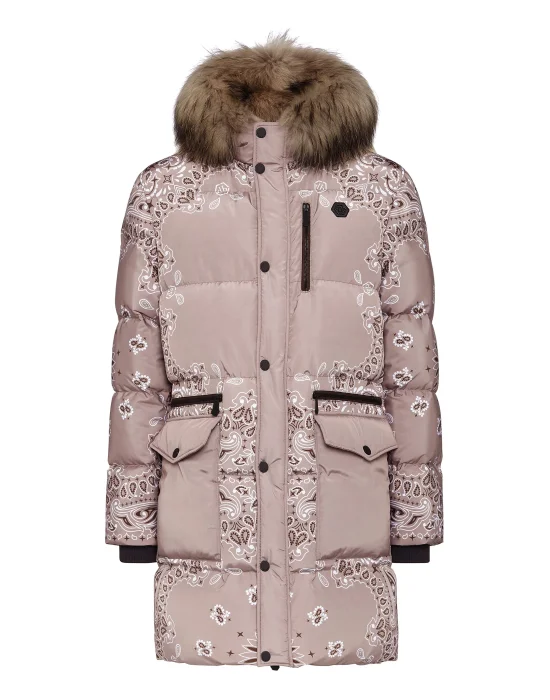 Nylon and Fur Parka Paisley Bandana