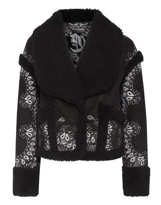 Shearling Coat Paisley Bandana