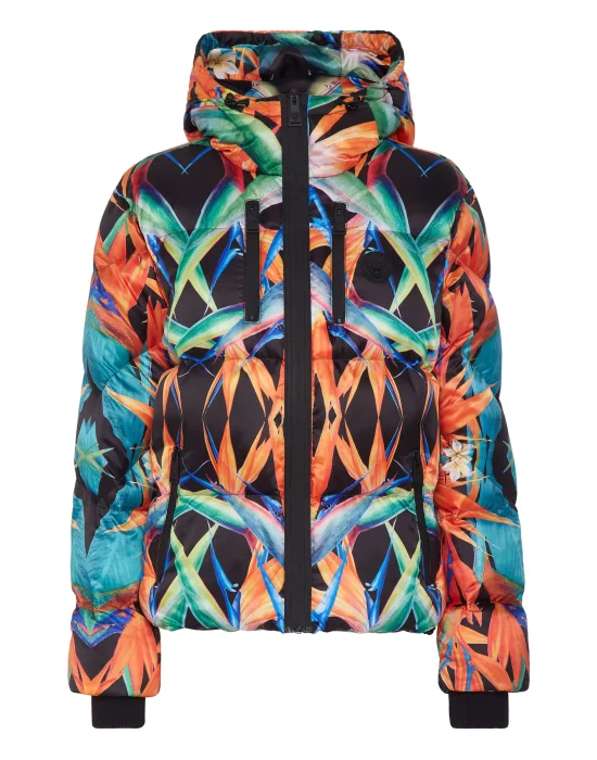 Nylon Puffer Jacket Flowers