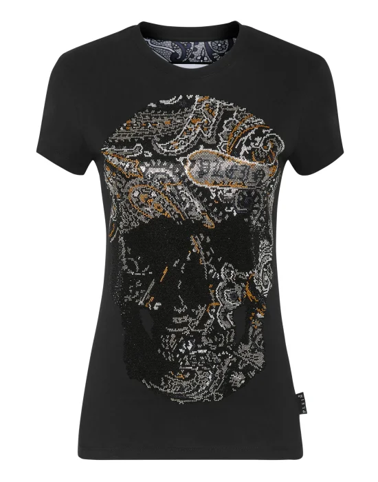 T-shirt Round Neck Sexy Pure Fit Paisley Skull