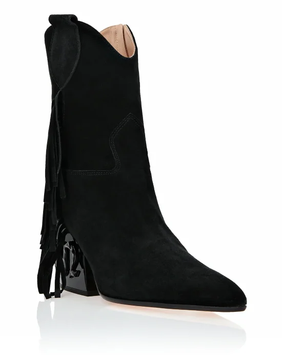 Suede Boots Mid Heels Cowboy