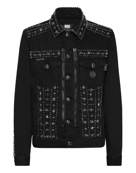 Zipped Denim Jacket Studs