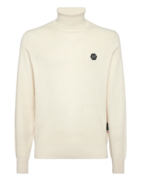 Knited Turtleneck Pullover Wool Silk Blend
